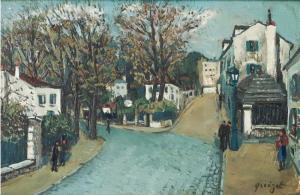QUIZET Alphonse Leon 1885-1955,Animated street in Montmartre,Matsa IL 2023-12-19