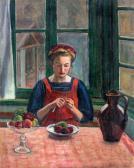 RáCZ KOVáCH Margit 1870,Apple peeling girl,Nagyhazi galeria HU 2021-02-23
