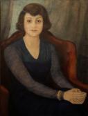Róna Klára Klie Zoltánné 1901-1987,Kék ruhás asszony vászon,ARTE HU 2021-12-11