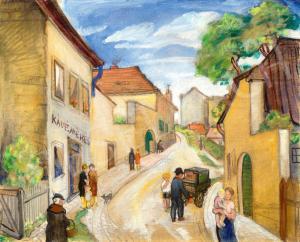 Róna Klára Klie Zoltánné 1901-1987,Summer Vibes of Tabán (Coffee Salesman, Street M,1927,Kieselbach 2022-10-14