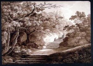 RÖSEL Johann Gottlob Sam 1768-1843,Parkanlage mit großer Treppe und antikis,1803,Venator & Hanstein 2010-10-01