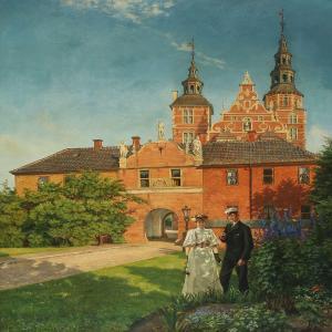 Rønne Svend,A student and his fiancée in Rosenborg Castle Gard,1894,Bruun Rasmussen 2014-08-18