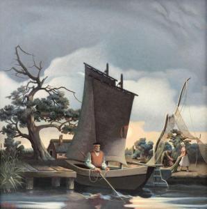 RÜTER Karl 1902-1986,Am Torfkanal bei Worpswede,1979,Kastern DE 2021-03-20