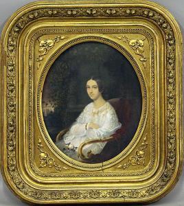 RAAB Georg Martin Ignaz 1821-1885,Bildnis einer jungen, wohlhabenden Dame vo,1842,Reiner Dannenberg 2021-12-09