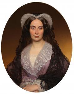RAAB Georg Martin Ignaz 1821-1885,Portrait of a Lady in a Lilac Dress and a B,1863,Palais Dorotheum 2020-05-13
