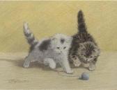 RAAPHORST Cornelis 1875-1954,Kittens playing with wool; Kittens and a bug,Christie's GB 2002-01-22