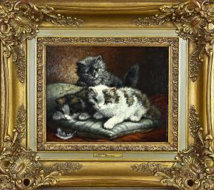 RAAPHORST Cornelis 1875-1954,Three kittens with feather,Twents Veilinghuis NL 2023-01-12