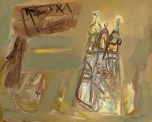 RAAYONI Shmuel 1905-1995,Figures in the Negev,1959,Montefiore IL 2009-03-31