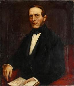 RABE Theodor,Porträt eines Herrn, der gedankenversunken eine re,1884,DAWO Auktionen 2019-08-31