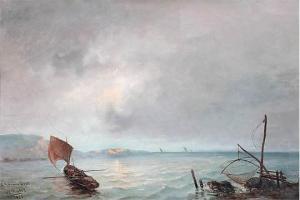 RABEL Gustave 1828-1911,Fischerboote vor der Küste,Engel DE 2015-11-28