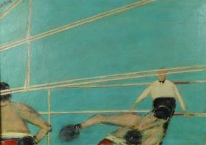 RABIN Sam 1903-1991,view of boxers in the ring,Eastbourne GB 2015-09-10