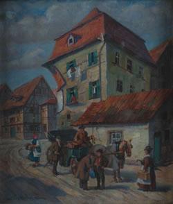 RACKNITZ GOTZ Paul 1873-1952,A Village Road with Horse Drawn Cart,Hindman US 2004-11-14