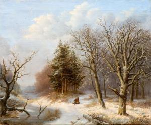 RADEMAKER Hermanus Everhardus 1820-1885,Winter landscape with wood gatherers,Venduehuis 2017-05-16