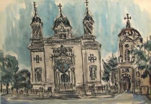 RADU Constantin 1948-1988,The Facade of St.Silvester Church of Bucuresti,Alis Auction RO 2009-05-16
