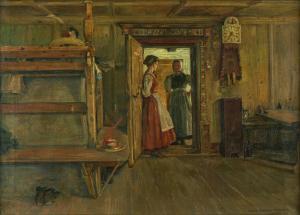 RADZIG RADZYK Hermann 1879,Tiroler Bauernstube mit zwei Frauen im Gesprä,1911,Galerie Bassenge 2009-06-04