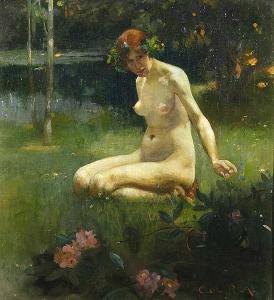 RAE Cecil W 1861-1935,a nude lady in a lakeland setting,Bonhams GB 2005-03-09