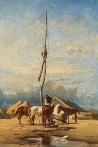 RAFFALT Johann Gualbert 1836-1865,„Ungarische Pferdetränke\“,im Kinsky Auktionshaus AT 2022-06-28