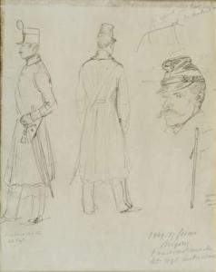 RAFFET Auguste Denis 1804-1860,Etude de deux soldats autrichiens portant leur ,1849,Kahn & Associes 2009-06-02