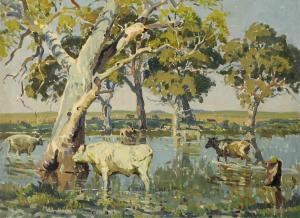 RAGLESS Maxwell Richard Ch 1901-1981,Cows at the River Bank,1941,Elder Fine Art AU 2022-10-16