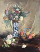 RAGOT Jules Félix,Bouquet de fleur au vase en faïence de Delft,1882,Auxerre Enchères 2021-02-07