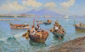 RAIMONDI Elviro 1867-1920,Il golfo di Napoli con barche di pescatori,Antonina IT 2013-10-08