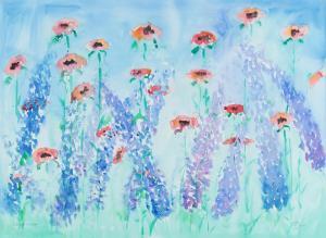 RAINEY Leslie P. 1900-2000,WILD POPPIES & DELPHINIUMS,1994,Ross's Auctioneers and values 2023-10-11