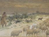 RAINEY William,Shepherd with his flock on a winter's morning,Crow's Auction Gallery 2016-11-09