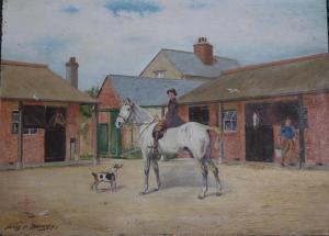 RAINSLEY NEVILLE H,Stableyard scene with figures, horses and dog,Cuttlestones GB 2017-09-14