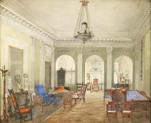 RAKOVICH Andrey Nikolaevich 1815-1866,Interior,1839,Uppsala Auction SE 2012-06-12