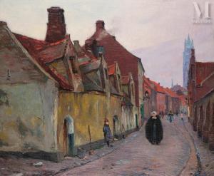 RAKOWSKI Mieczysław 1882-1947,Une rue à Bruges,1924,Millon & Associés FR 2023-10-24