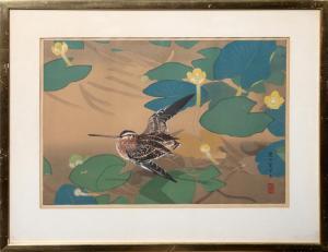 RAKUSAN tsuchiya 1896-1976,Spatterdock and Snipe,1930,Ro Gallery US 2018-08-23