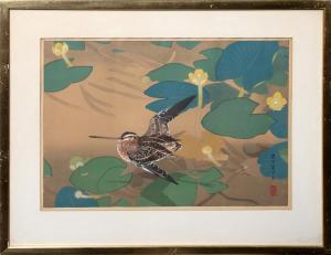 RAKUSAN tsuchiya 1896-1976,Spatterdock and Snipe (Early Summer),1930,Ro Gallery US 2023-07-27