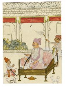 RAM Swarup,Seated with his son Kunwar Raj Singh,c.1800,Sotheby's GB 2015-10-06