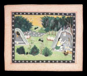 RAMAYANA,Rama being consoled by Lakshmana at a hermitage in,1830,Bonhams GB 2015-04-21