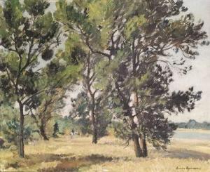 RAMEAU Claude 1876-1955,Cavaliers et grands arbres au bord d'une étendue d'eau,Sadde FR 2021-12-07