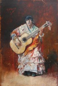 RAMOS Francisco 1800-1900,Kobieta grająca na gitarze,Rempex PL 2012-11-21