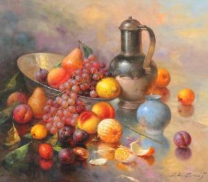 RAMOS Oscar 1948,Still life with fruit, dish and jug,Bruun Rasmussen DK 2020-01-13