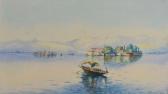 RAMSDEN A,An Italian lake scene with figures in a boat,1924,Mallams GB 2014-08-14