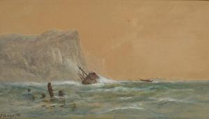 RAMUS Ferneley 1868-1937,Shipwreck off coast with paddle steamer in distanc,Eastbourne GB 2021-05-25