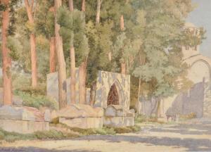RANDAL frank 1887-1901,view towards a church Arles, Bouches Du Rhone,Burstow and Hewett 2011-02-23