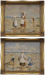 RANDALL Mary J 1900-1900,Figures on a Beach,Brunk Auctions US 2014-07-12