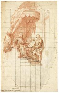 RANDAZZO Filippo 1692-1744,A  SOLDIER  PRESENTING  A  MAP  TO  A  SEATED  KIN,Sotheby's 2013-07-05