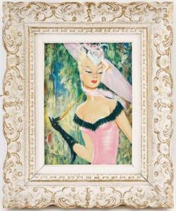 RANDOIN Maurice 1900-1900,MauriceRandoin (XX), Jeune femme à l'ombrelle rose,Piguet CH 2008-06-04