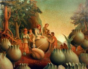 RANKOVIC Darko 1942,Paesaggio surrealista con figure,Pirone Casa d'Aste IT 2020-12-01