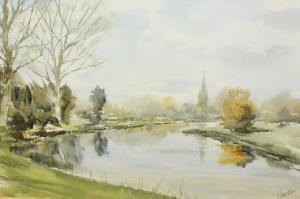 RANSON 1900-1900,Salisbury Cathedral from the River Avon,Henry Adams GB 2020-03-12