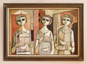 RANUCCI Lucio 1925-2017,Three Woman with Birds in Cages,1970,Rachel Davis US 2023-10-21