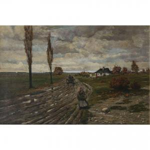 RAPACKI Jozef,Herbstliche Landstraße mit Fuhrwerk und Figurensta,1890,Neumeister 2024-03-20