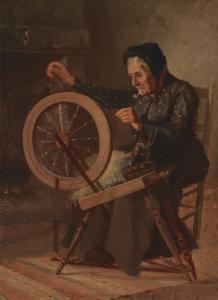 RAPHAEL William 1833-1914,Old Lady Spinning,Levis CA 2023-04-23