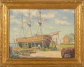 RAPOZA Francisco 1911,Dry dock scene with whaler,Eldred's US 2009-11-20