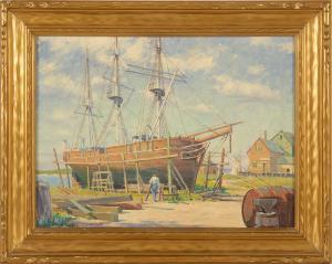 RAPOZA Francisco 1911,Dry dock scene with whaler,Eldred's US 2009-11-20